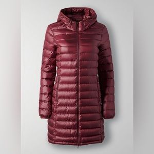 Aritzia TNA Botanie Packable Goose Down Puffer Long Coat Jacket Burgundy